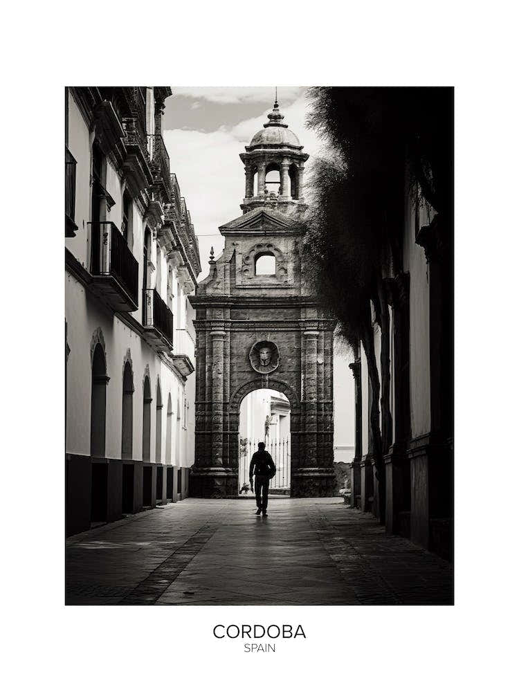 Poster Of Cordoba, Spain, Black And White Analogue Photography 1