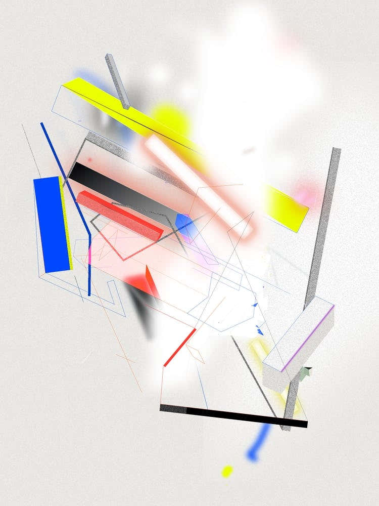 Abstract Mobile Toy Blue Yellow Red