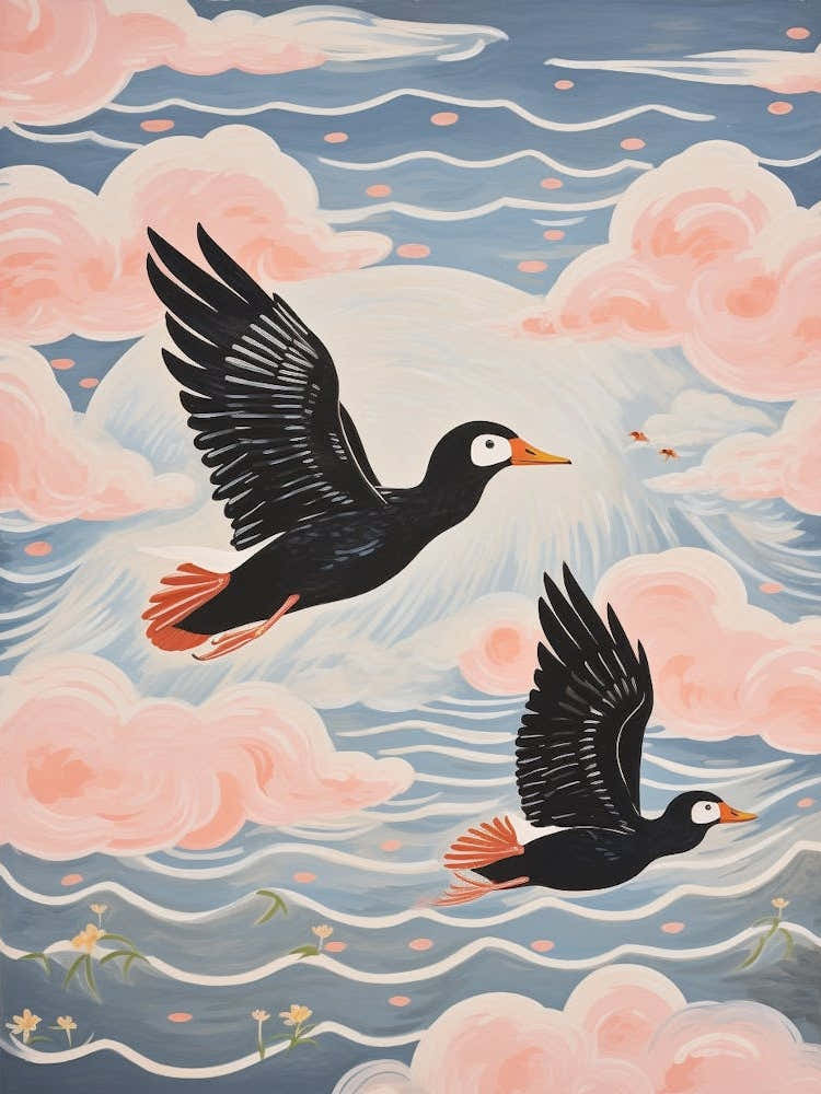 Vintage Japanese Inspired Bird Print Coot 1