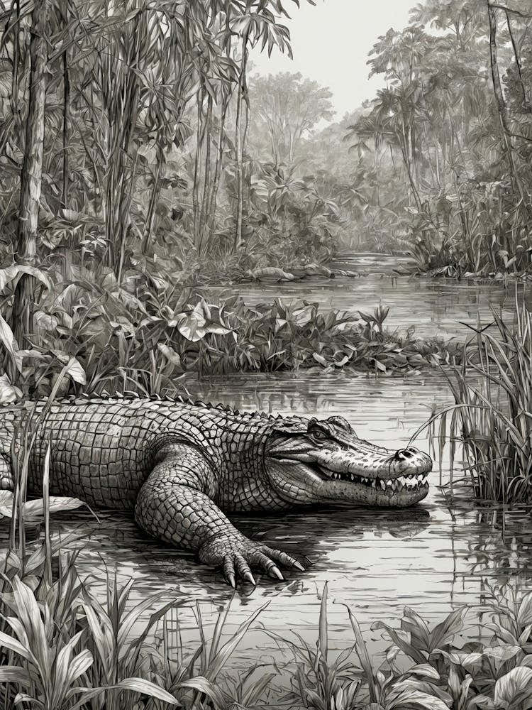 Alligator In The Jungle 1