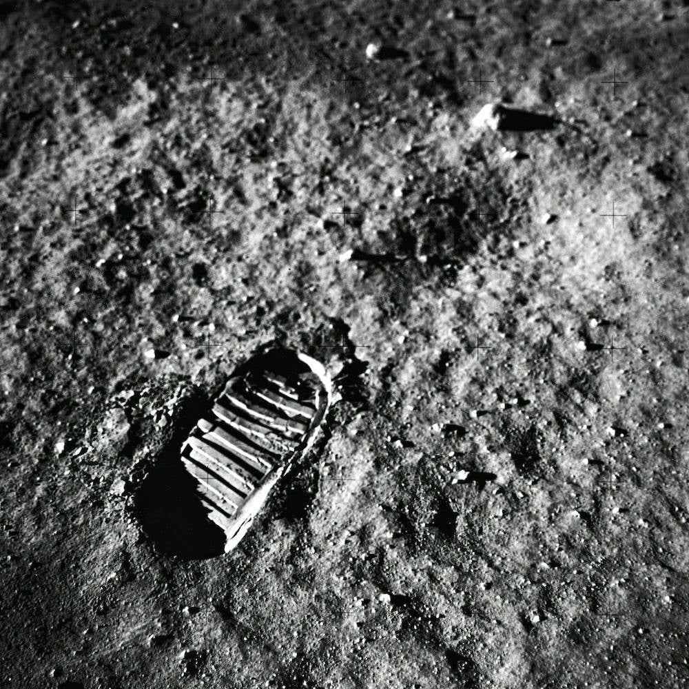 A Close Up View Of An Astronaut’s Footprint In The Lunar Soil, Photographed By A 70 Mm Lunar Surface Camera During The Apollo 11 Lunar Surface Extravehicular Activity