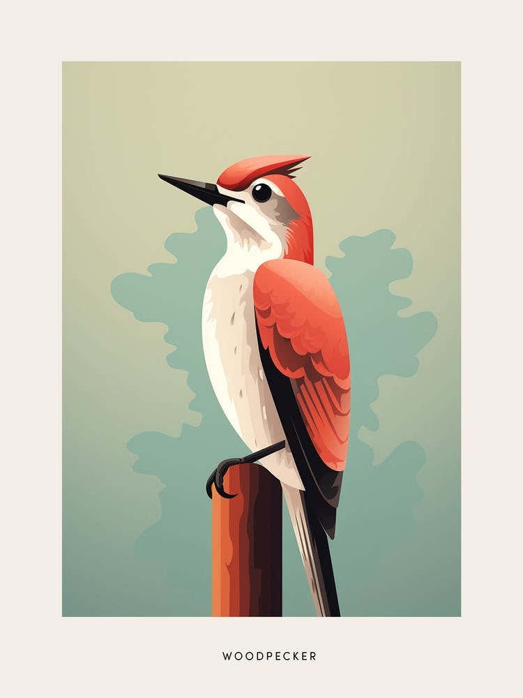 Minimalist Woodpecker 2 Bird Poster
