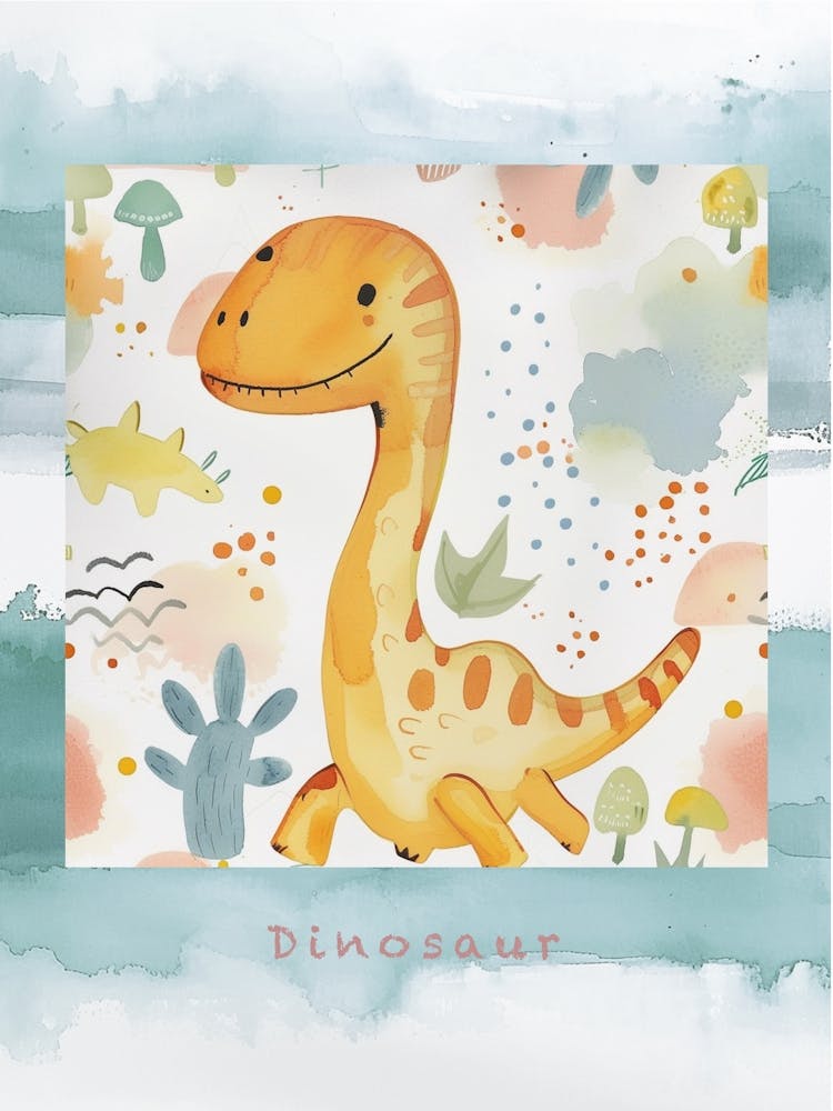 Muted Pastels Cute Dinosaur Poster