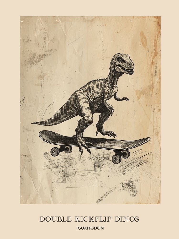 Iguanodon Vintage Dinosaur Poster 2
