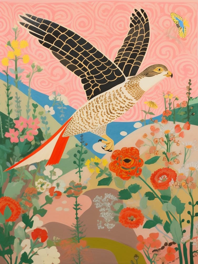 Maximalist Bird Painting Falcon 2