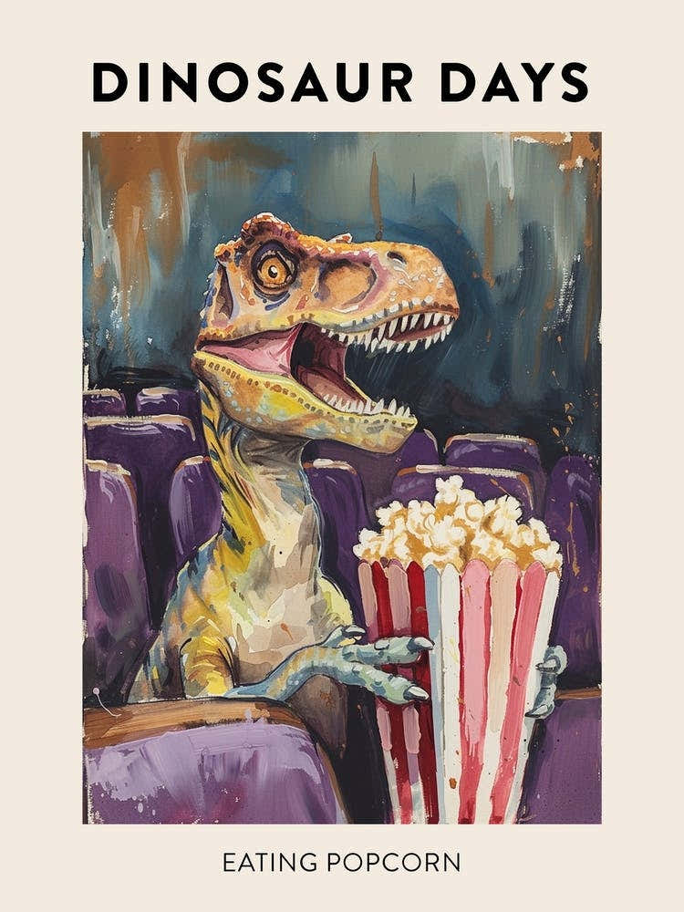 Dinosaur Eating Popcorn Poster 3