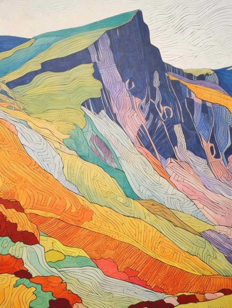 Cadair Idris Wales 1 Colourful Mountain Illustration
