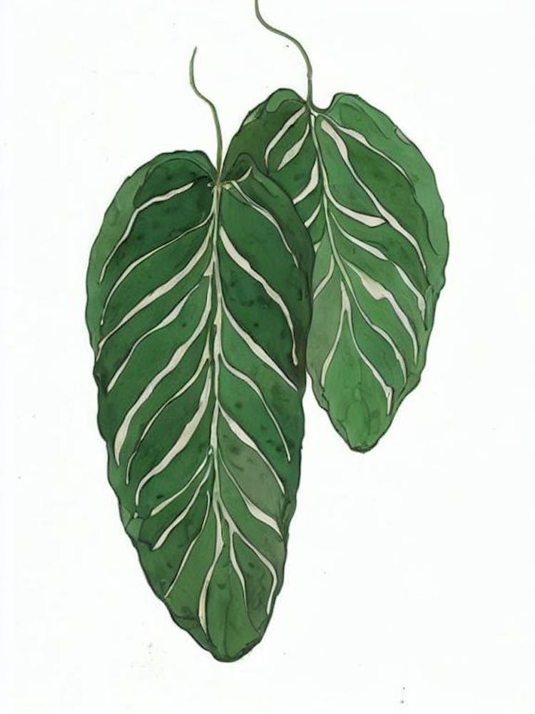 Piggyback Plant (Tolmiea Menziesii) Watercolor