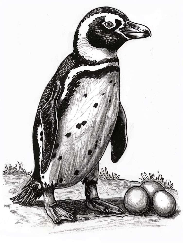 African Penguin Balancing Eggs 1
