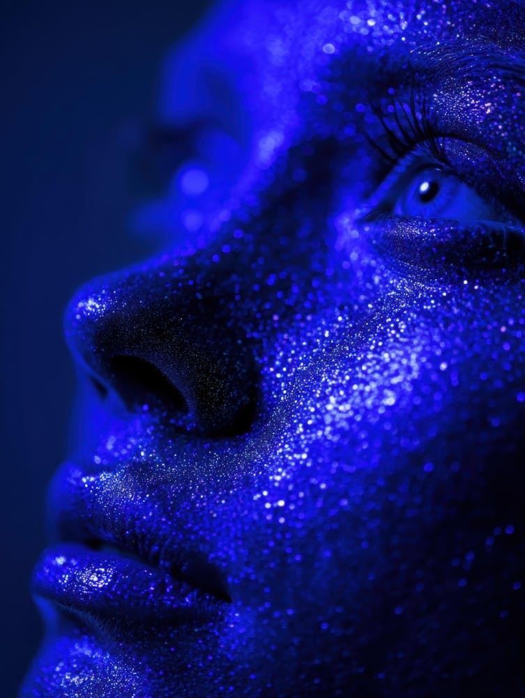 Blue Face With Glitter
