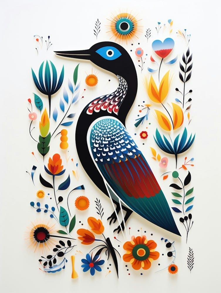 Scandinavian Bird Illustration Loon 2