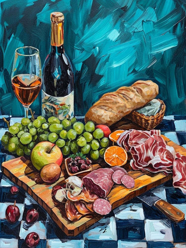 Charcuterie Board Blue Checkerboard 4