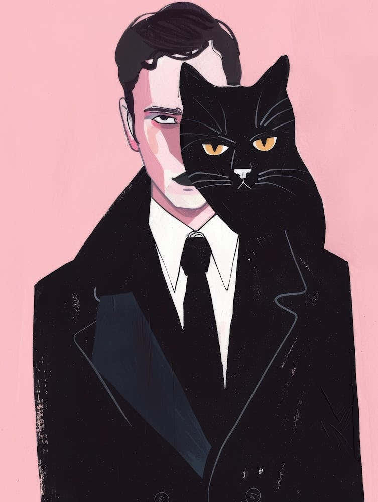 Cat On Man'S Shoulder