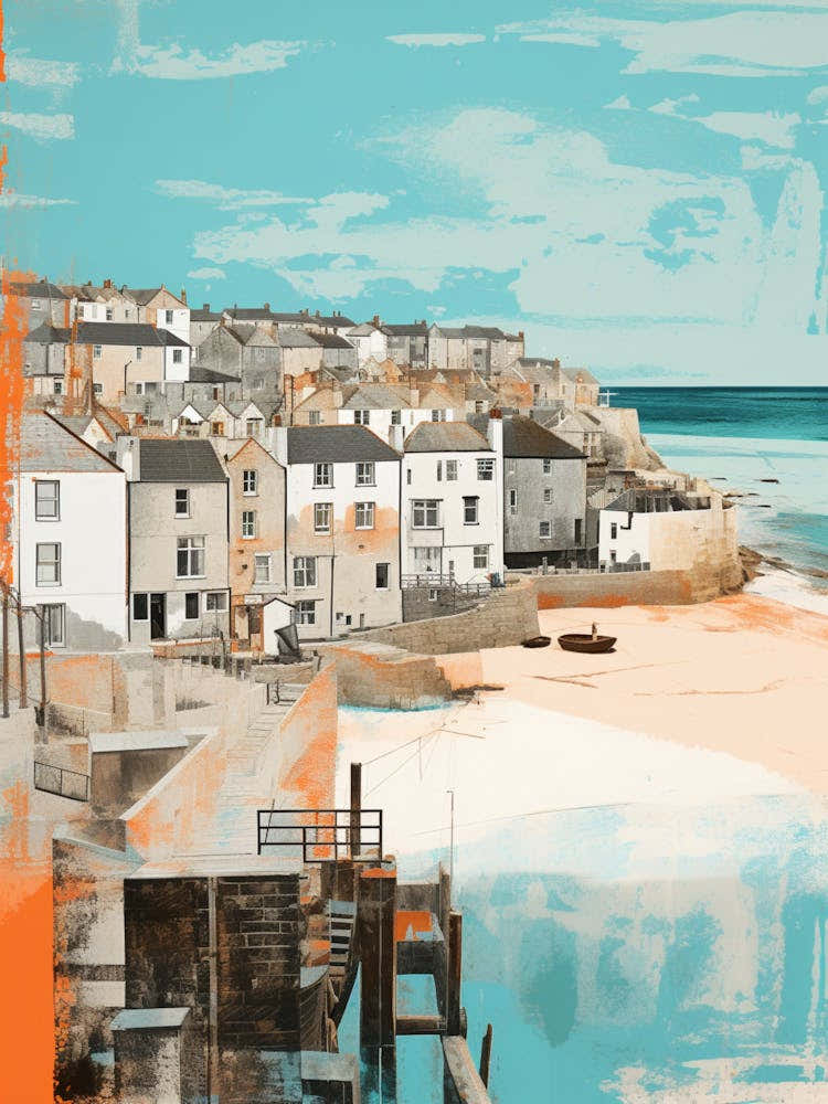 St Ives Bay Cornwall Abstract Orange Hues 4