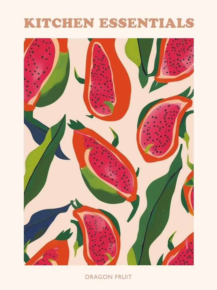 Dragon Fruit Pattern Illustration Poster 1