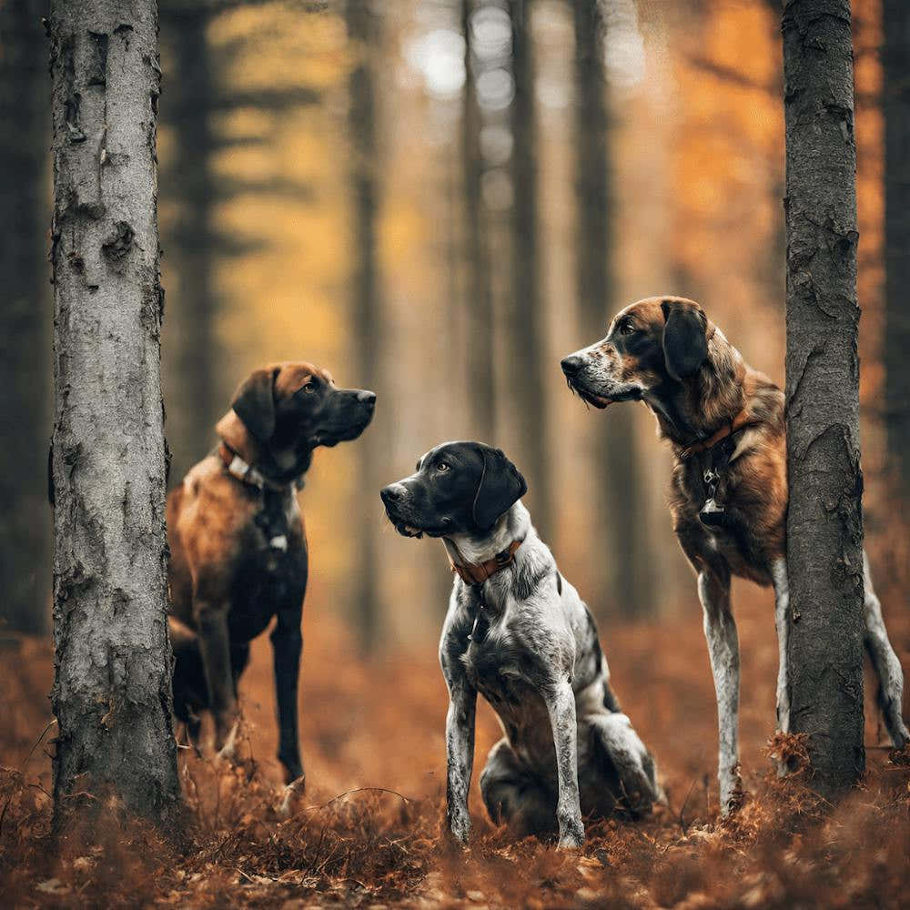Three Dogs In The Woods