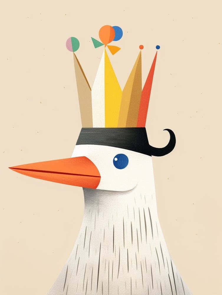 Little Pelican Wearing A Crown