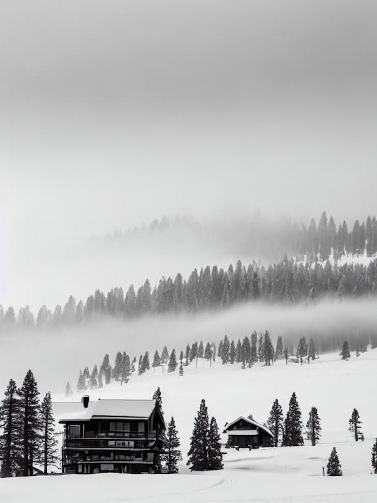 Lake Tahoe, Usa Black And White Skiing Poster