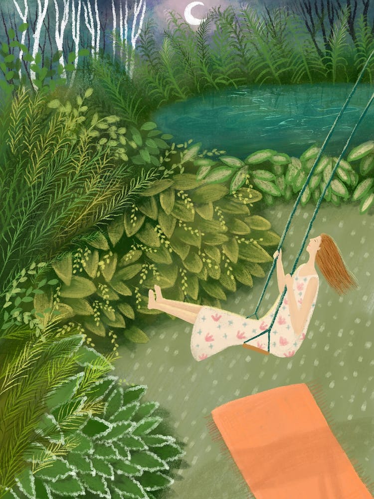 Botanical Swing Girl In the Night
