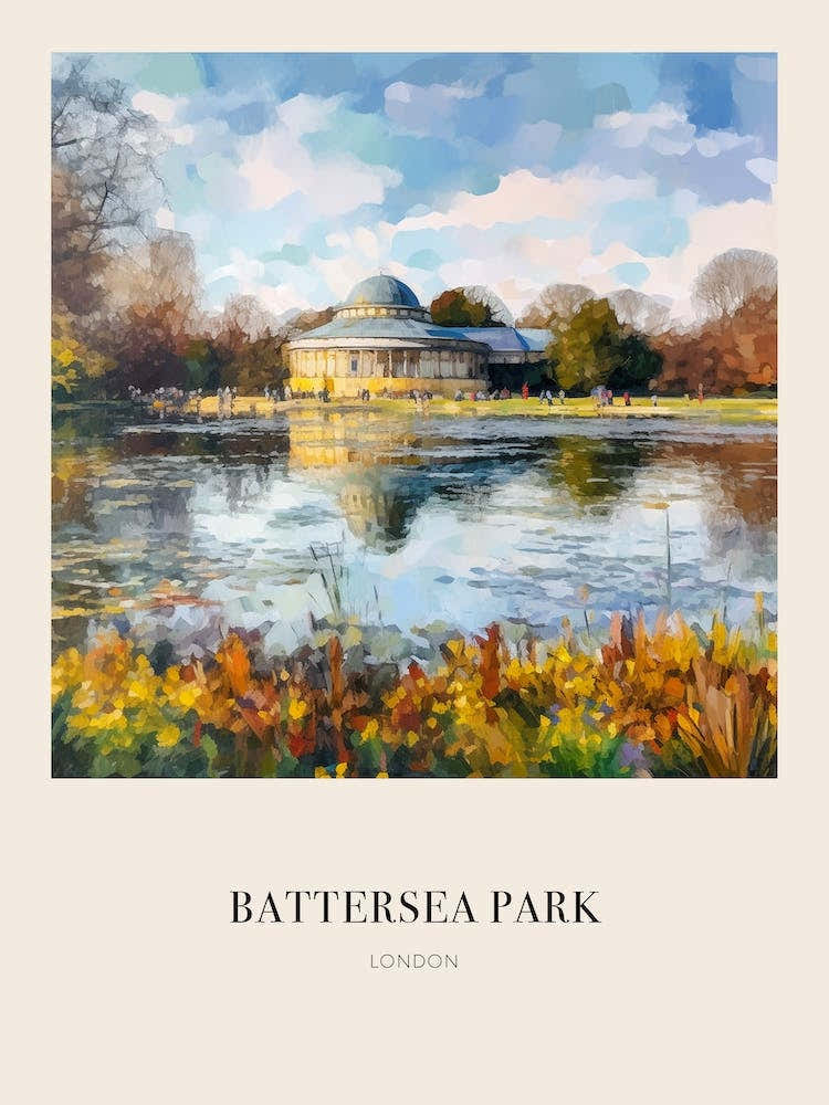 Battersea Park London United Kingdom 3 Vintage Cezanne Inspired Poster