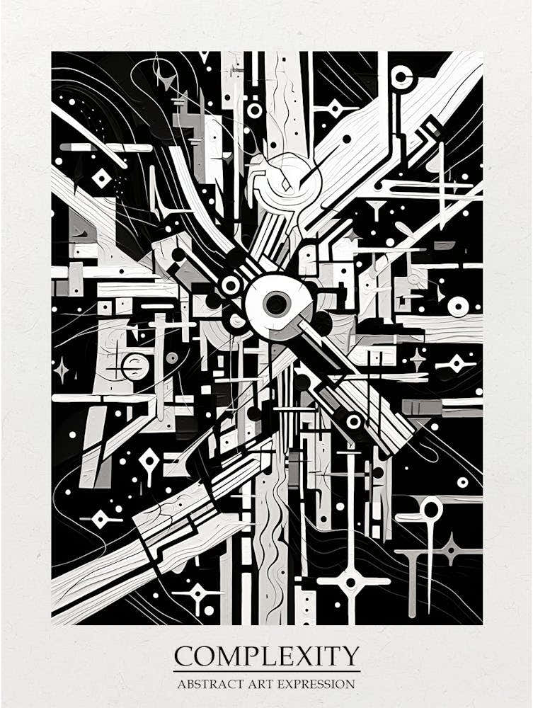 Complexity Abstract Black And White 4 Poster