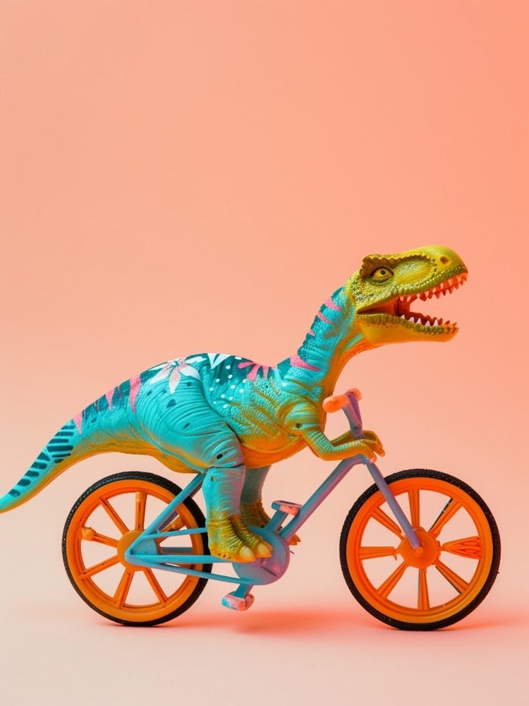 Toy Dinosaur Riding A Bike 2