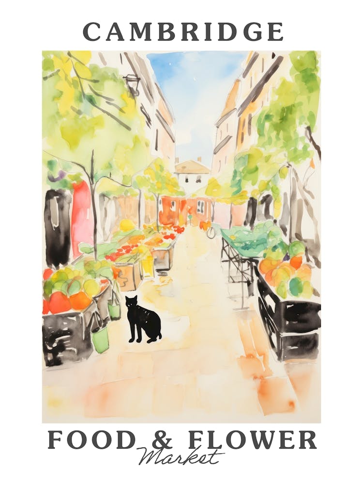 Food Market With Cats In Cambridge 3 Poster