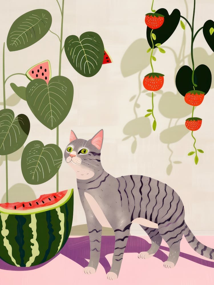 Cat And Watermelon 4