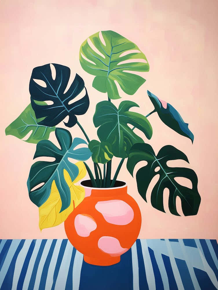 Matisse Inspired Abstract Plants Bathroom Poster