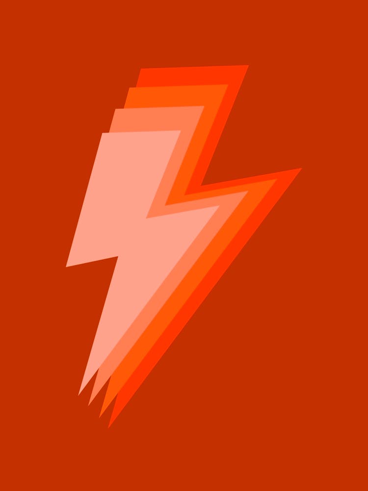 Orange Retro Lightning Bolt