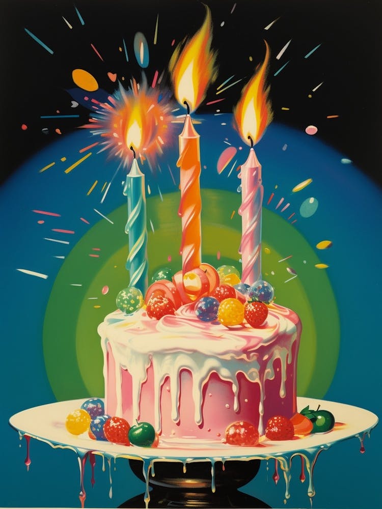 Colourful Cake Vintage Cookbook Style 1