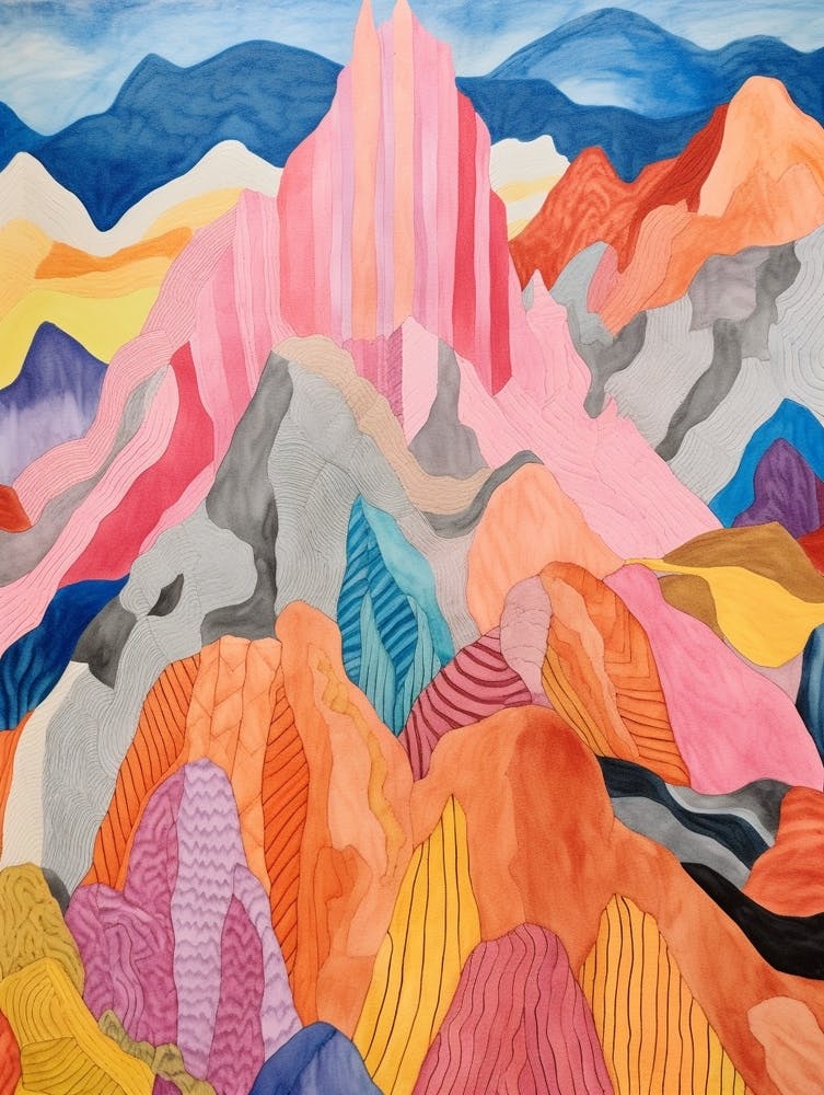 Mount Olympus Greece 3 Colourful Mountain Illustration