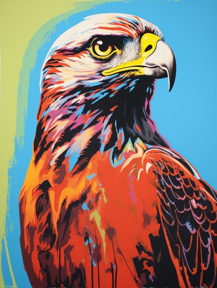 Andy Warhol Style Bird Red Tailed Hawk 3