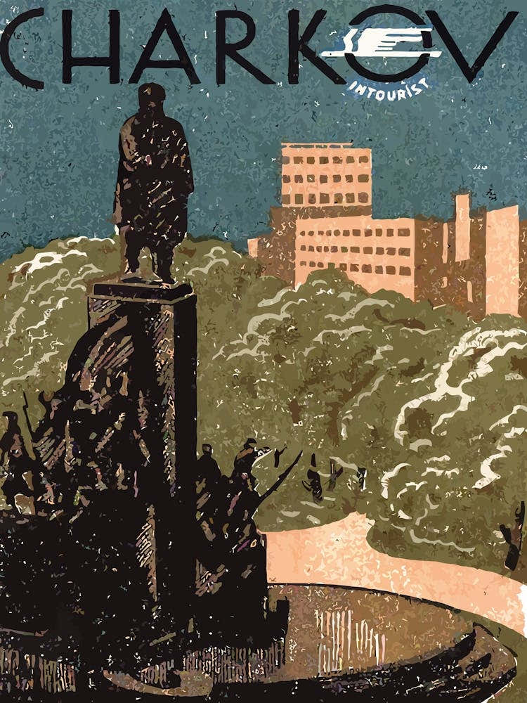Kharkiv, Ukraine, Vintage Tourist Poster