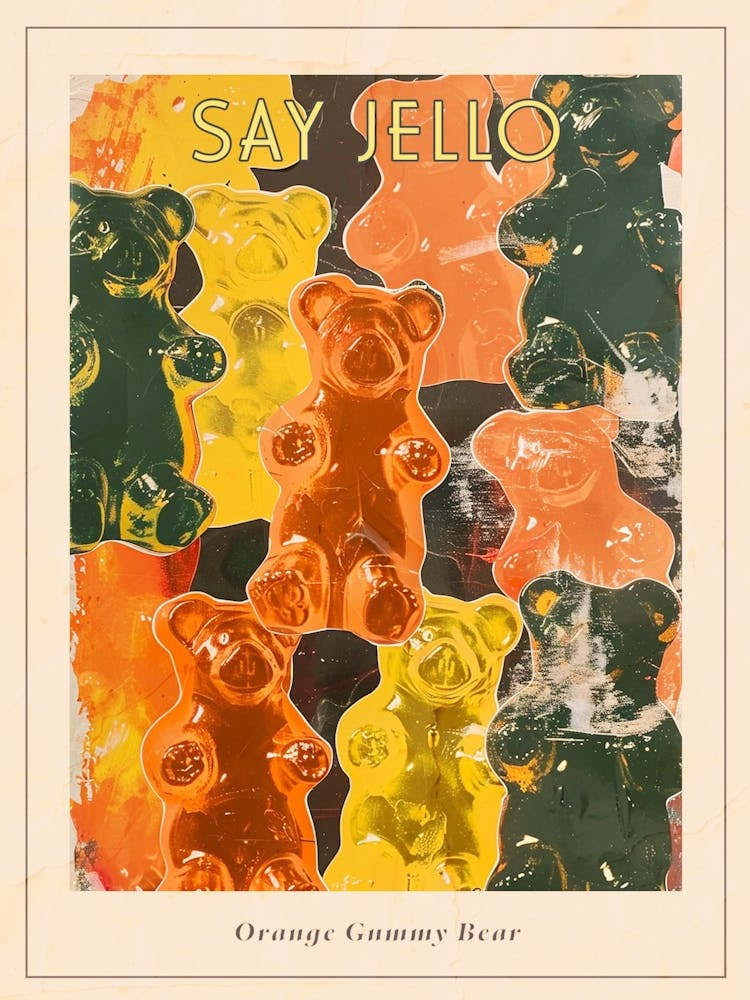 Orange Gummy Bear Jelly Retro Collage 1 Poster