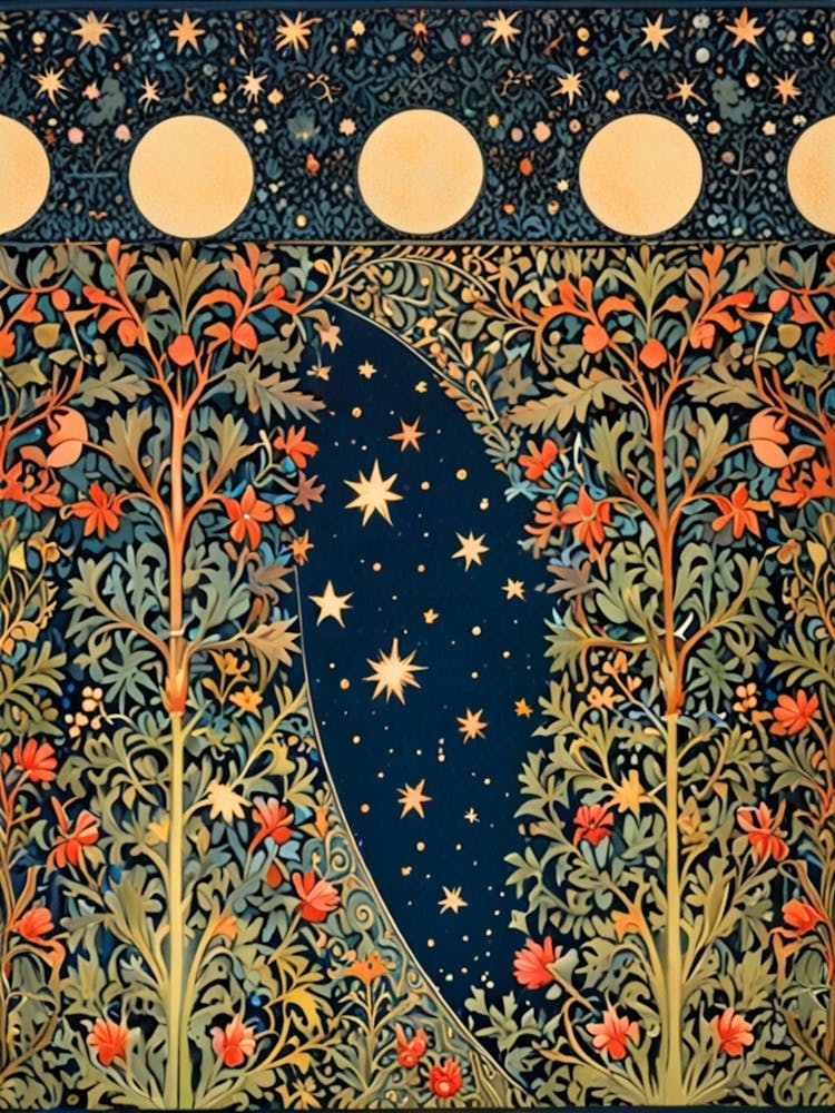 William Morris Moon And Stars 9