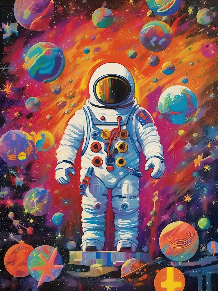 Playful Astronaut Colourful Illustration 1