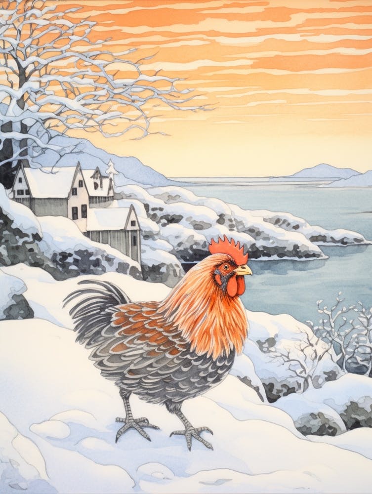 Winter Bird Painting Chicken 5