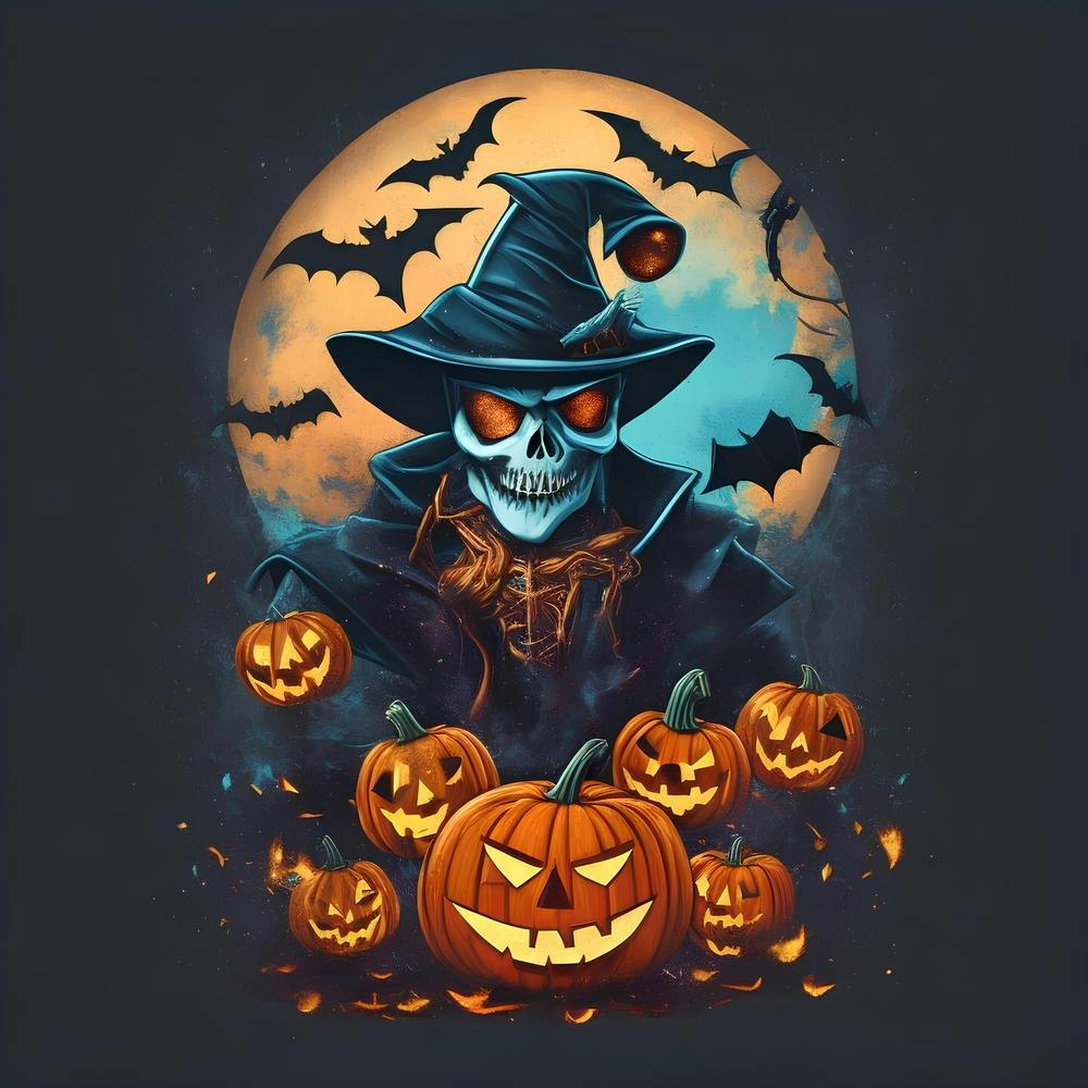 Halloween Witch With Pumpkins 4