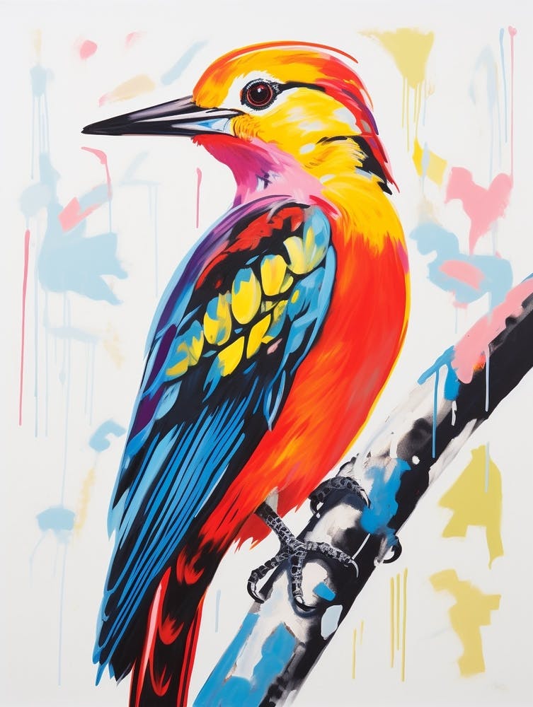 Colourful Bird Painting Woodpecker 3