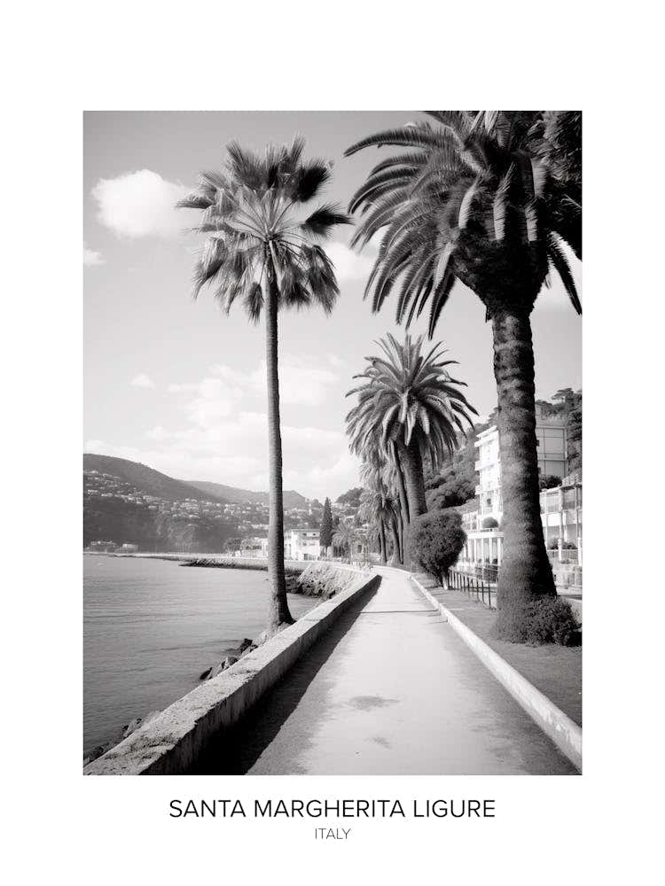 Poster Of Santa Margherita Ligure, Italy, Black And White Photo 3