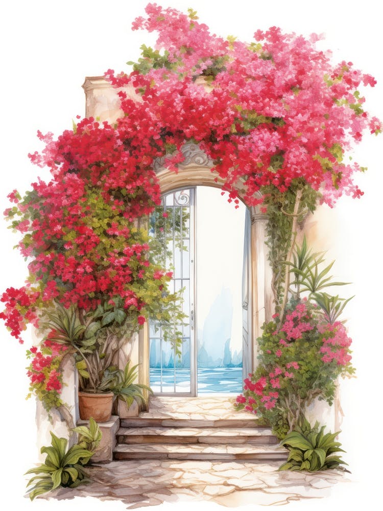 Amalfi, Italy   Mediterranean Doors Watercolour Painting 3