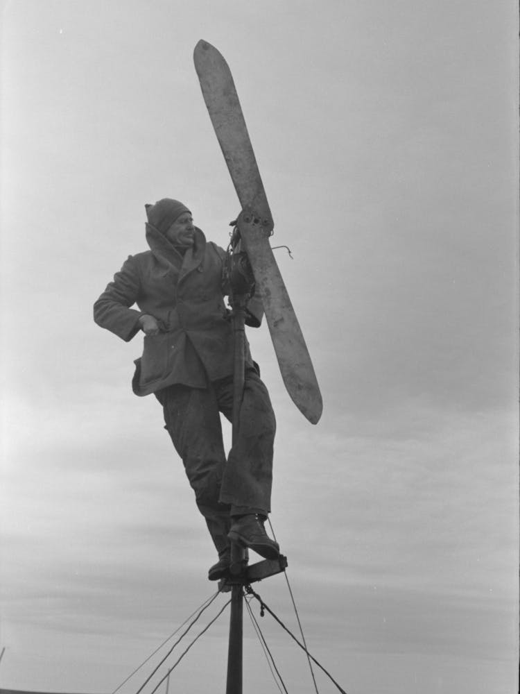 Untitled Photo, Possibly Related To Shrimp Fisherman, Squatter On Nueces Bay, Erecting Wind Charger For Running 1
