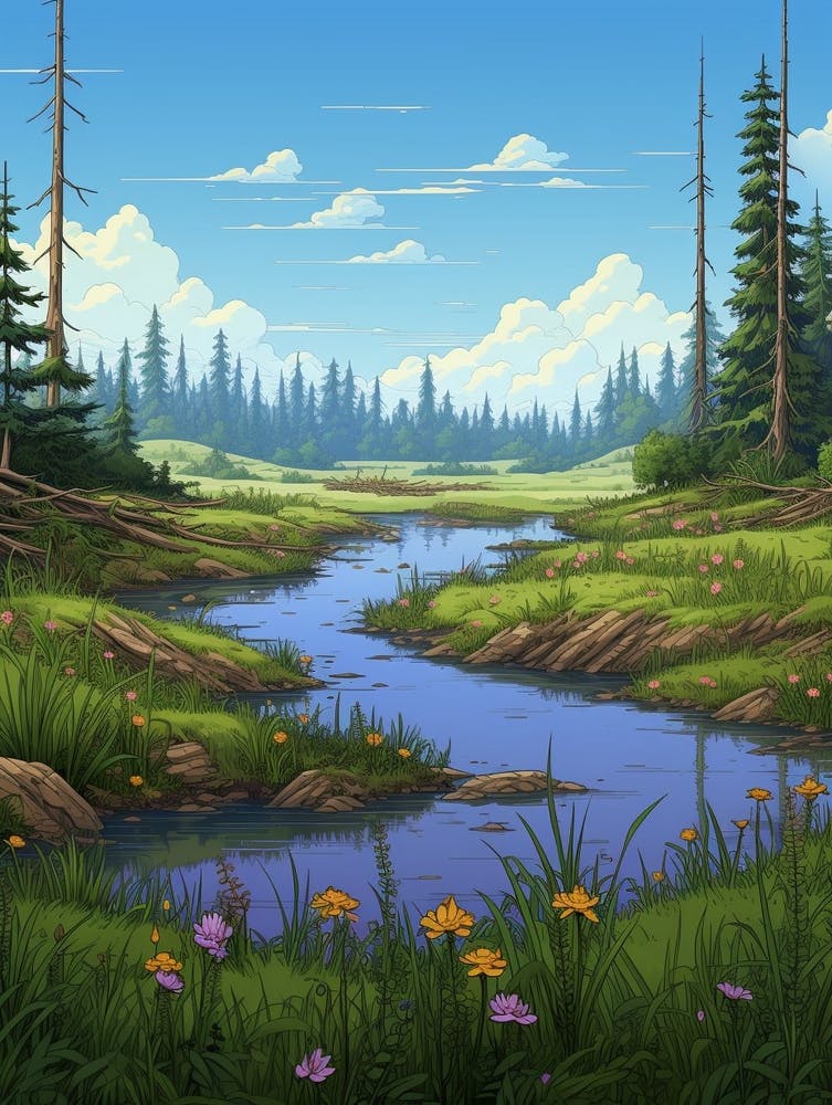 Wetlands Landscape Pixel Art 3