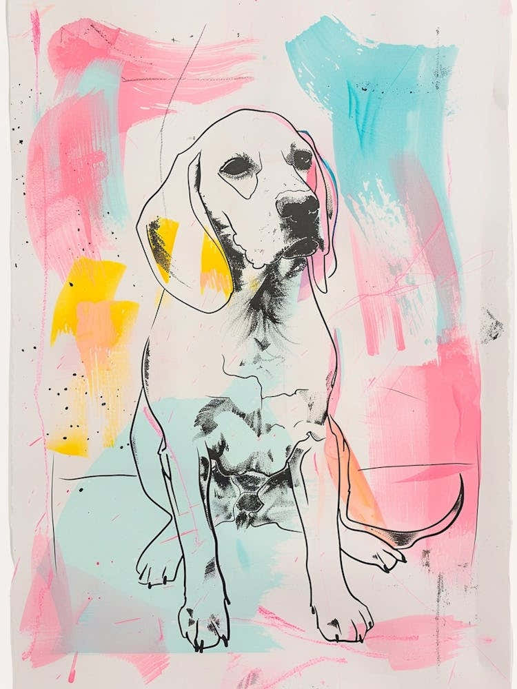 Beagle Dog Pastel Paint Line Illustration