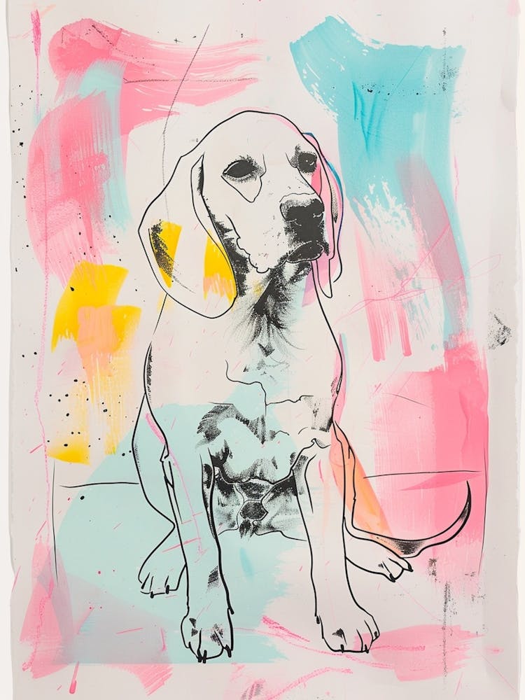 Beagle Dog Pastel Paint Line Illustration