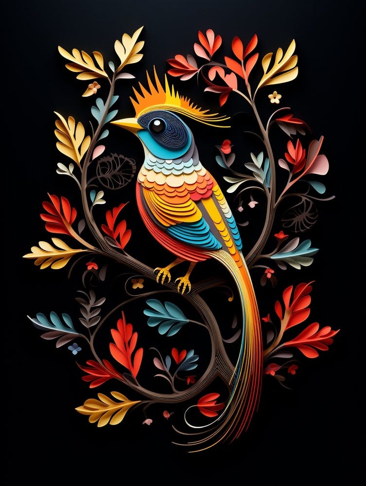 Folk Bird Illustration Cedar Waxwing 3