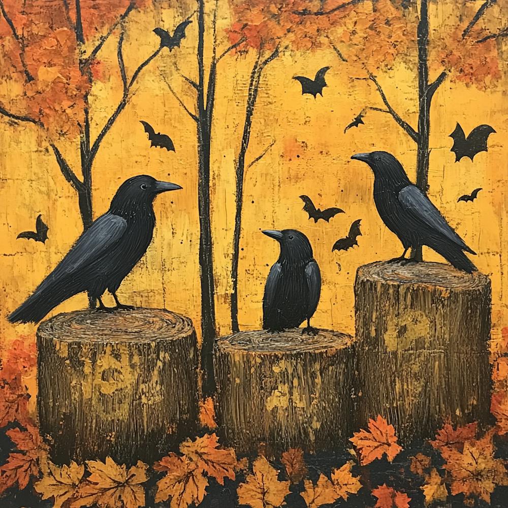 Crows On Stumps Halloween
