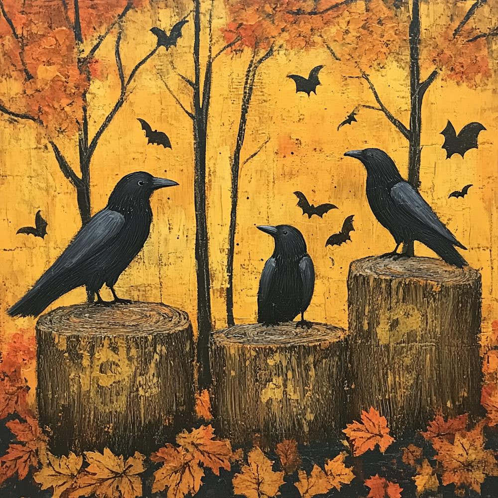 Crows On Stumps Halloween