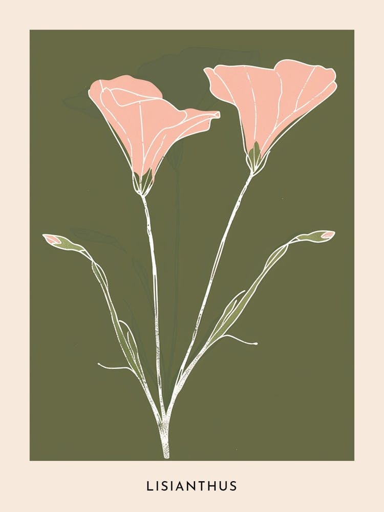 Pink & Green Lisianthus 1 Flower Poster